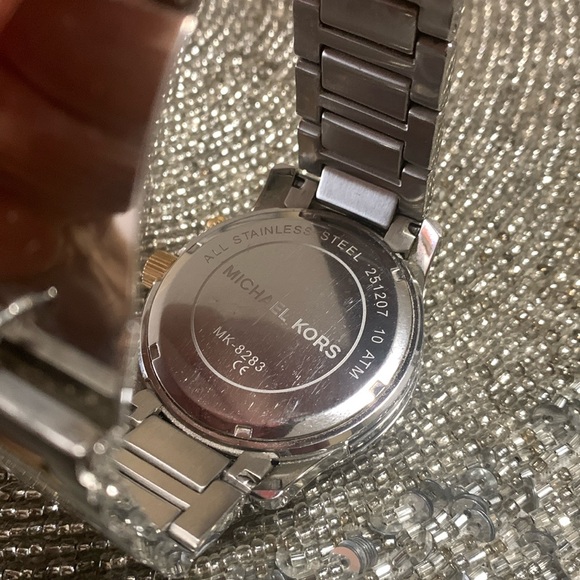 MICHAEL KORS Oversized Boyfriend Runway two tone watch UNISEX MK8283 - Picture 10 of 14